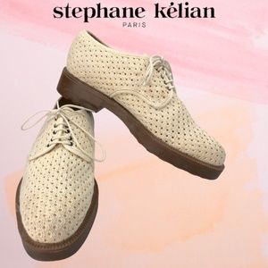 Ivory Knit Stephane Kelian Paris Knit Oxfords Sz 8